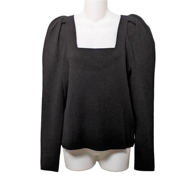 BANANA REPUBLIC Puff Shoulder Square Neck Sweater L - Picture 1 of 6